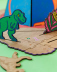Dinosaur trælegetøj farvet 